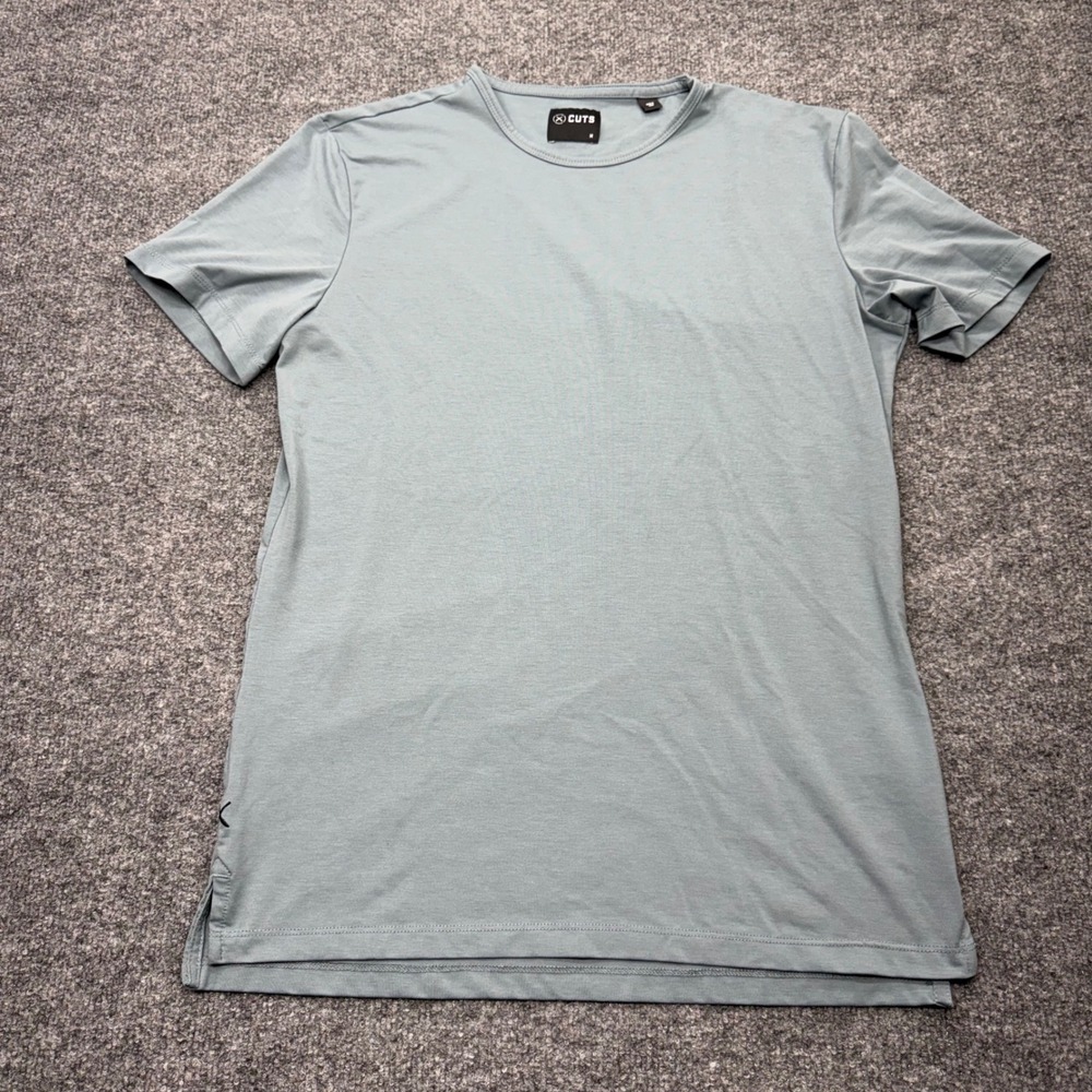 Cuts‎ Clothing Pyca Pro Crew Neck T-Shirt Light Blue L1034 Modern Fit Split Hem